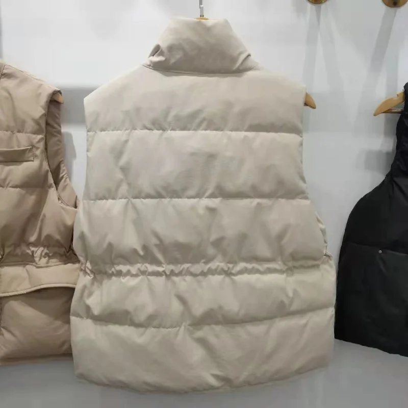 Abrigo de algodón de plumón para mujer, chaleco brillante a la moda, chaleco con bolsillo y cremallera, Parkas de algodón sin mangas, Tops de calle 2021