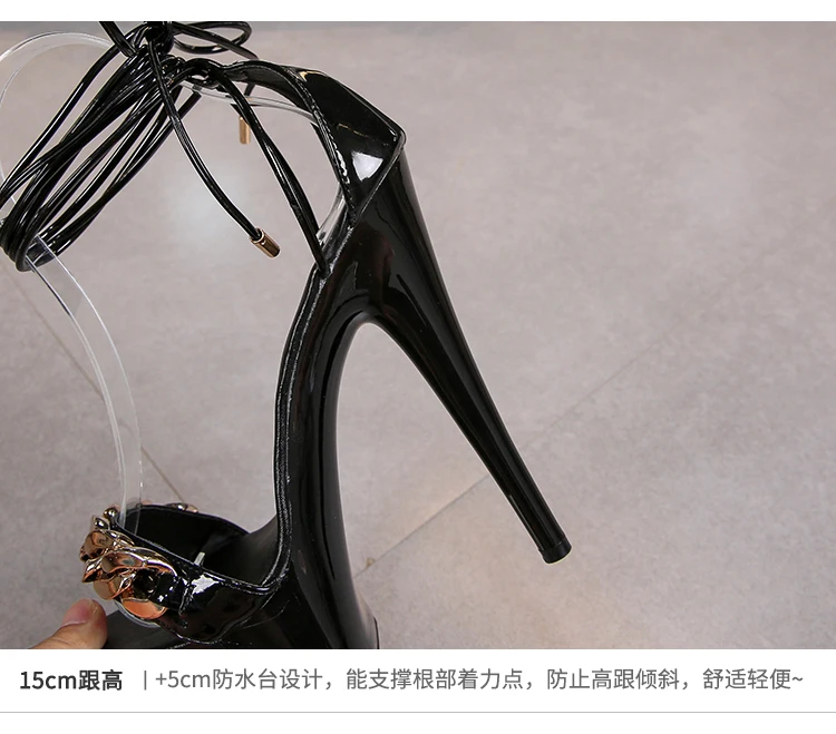 5 Inches High Heels Platform Sandals 6 Inches Ankle Strap Stripper Dress Party Models Show Nightclub Women Elegant Pole Dance