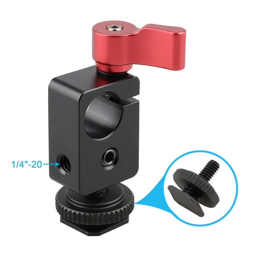 HDRIG Single Rod Clamp with Hot Shoe Mount-0875 For Camera 15mm Rail Support System