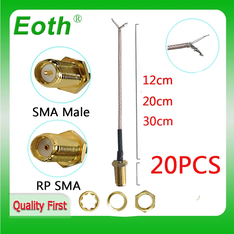 Eoth 20pcs RG316 Coaxial Cable SMA Female Socket  PCB Solder Pigtail Jack plug Wire Connector for WIFI Wireless Router GPS GPRS