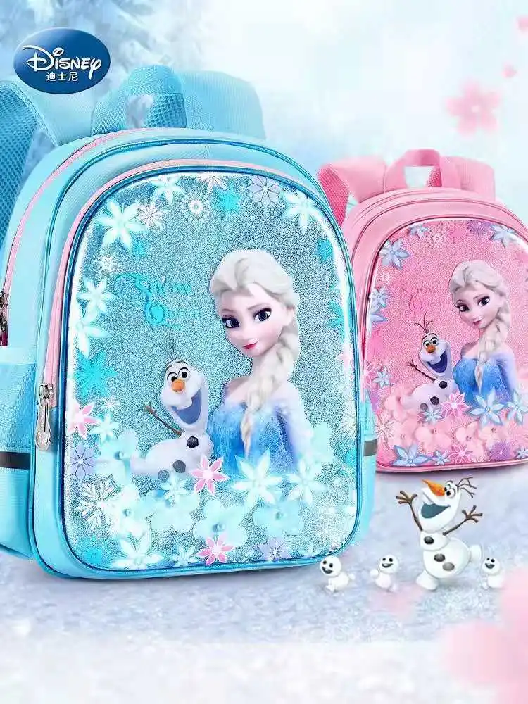 Disney Frozen School Bags for Girls Elsa Anna Olaf Primary Student Kindergarten Backpack Suitable 4-12 Years Kids Large Mochila