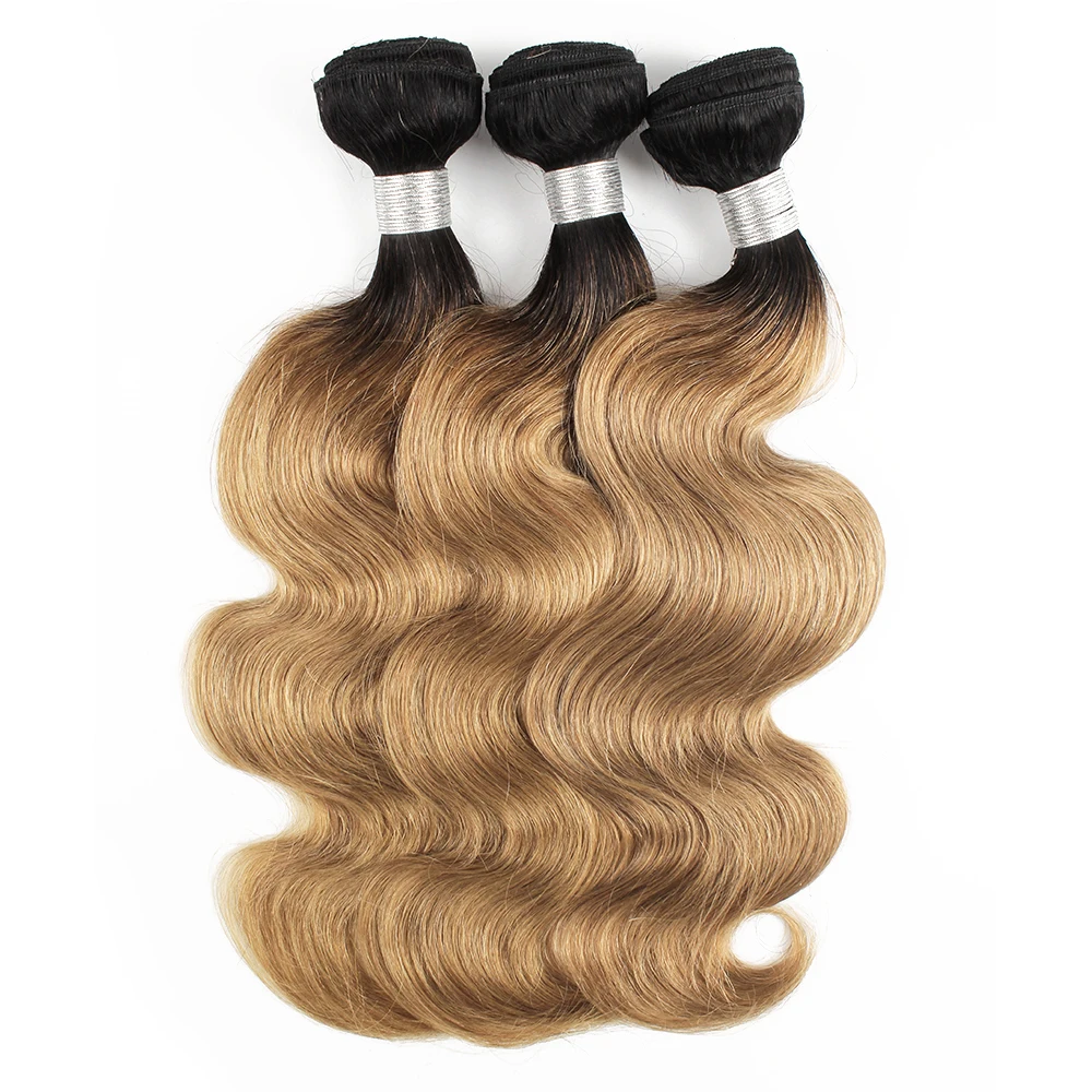 

Kisshair T1b27 Hair Bundles 1/3/4Pcs Pre-colored Honey Blonde Body Wave Indian Human Hair Extension 2 Tone Ombre Bundles