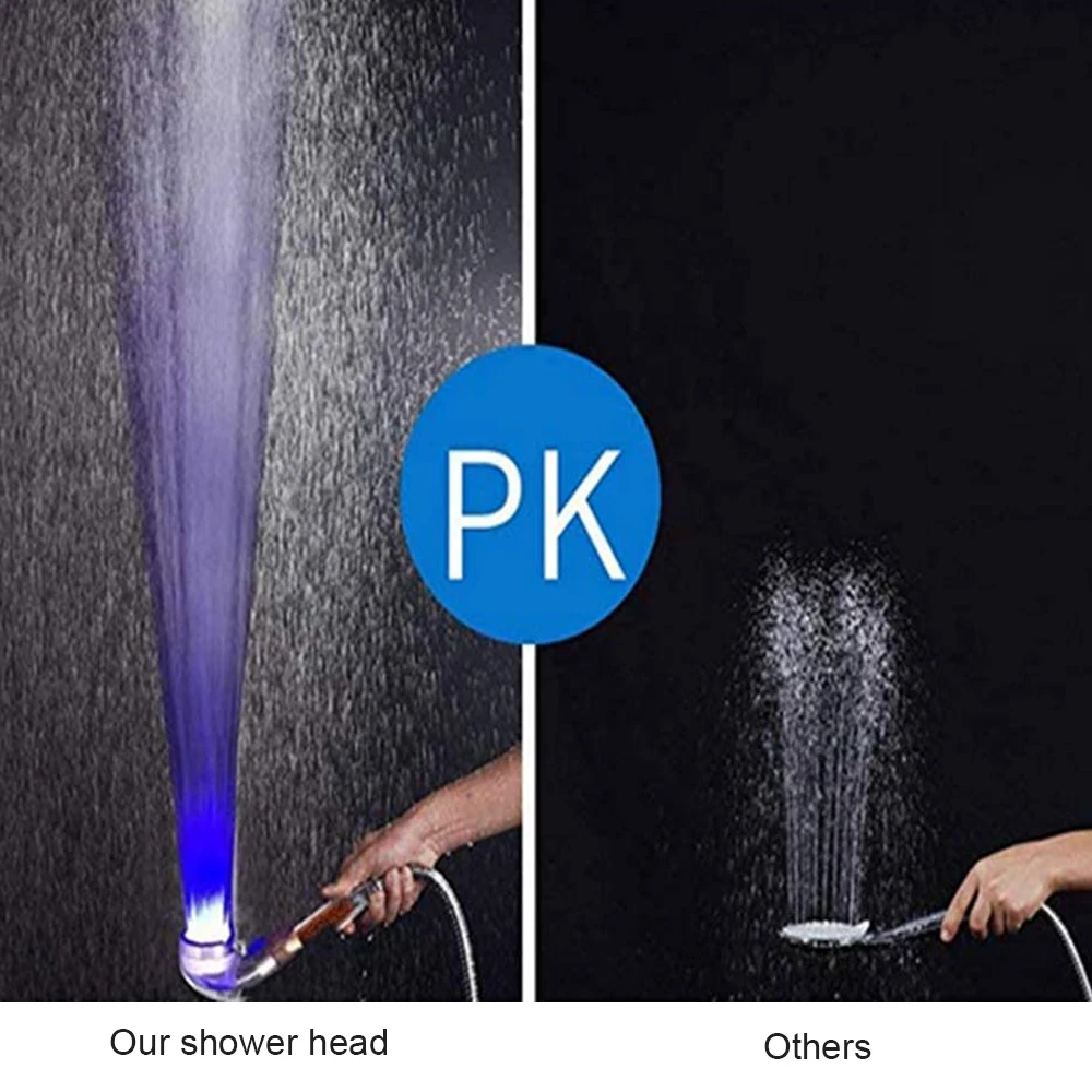 Z&L Bathroom Led Shower Nozzle with Stop Button Rain Temperature Sensor Negative Ion High Pressure Handheld Filter Shower Head