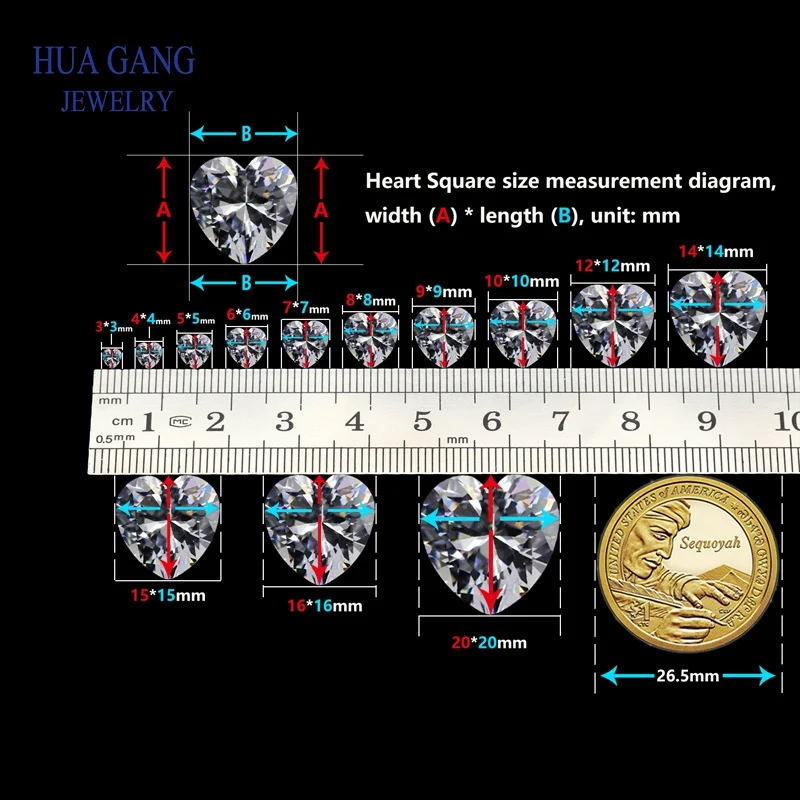 Letti in pietra preziosa di granato sintetico a foro singolo AAAAA gemma di granato a forma di cuore pietra di zirconi cubici per gioielli CZ