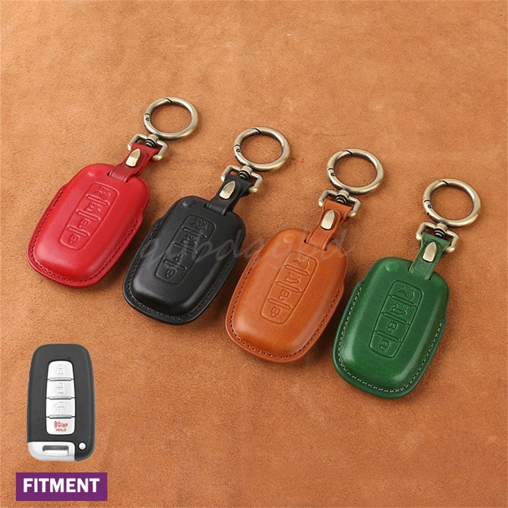 Genuine Leather Remote Car Key Case Cover Fob Shell Skin Holder For Hyundai Elantra Sonata Kia Forte Accessories Styling