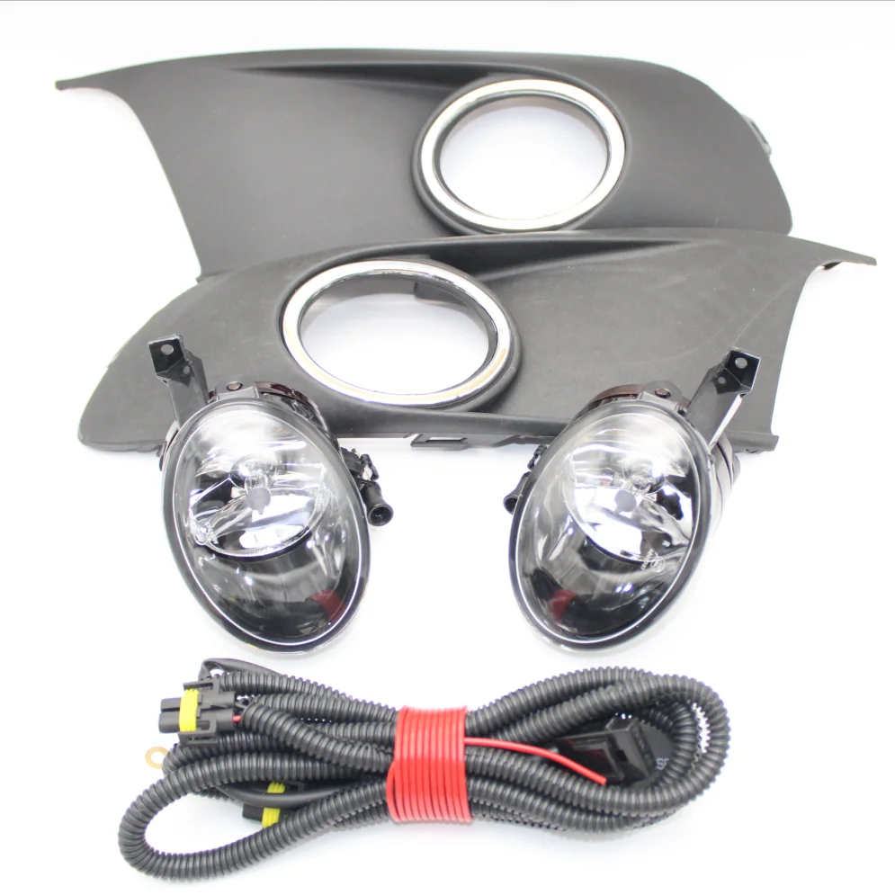 Dla VW Touran MK2 lifting 2011 2012 2013 2014 2015 stylizacja samochodu halogenowa lampa przeciwmgielna światło + osłona na maskownicę + zespół wiązki przewodów