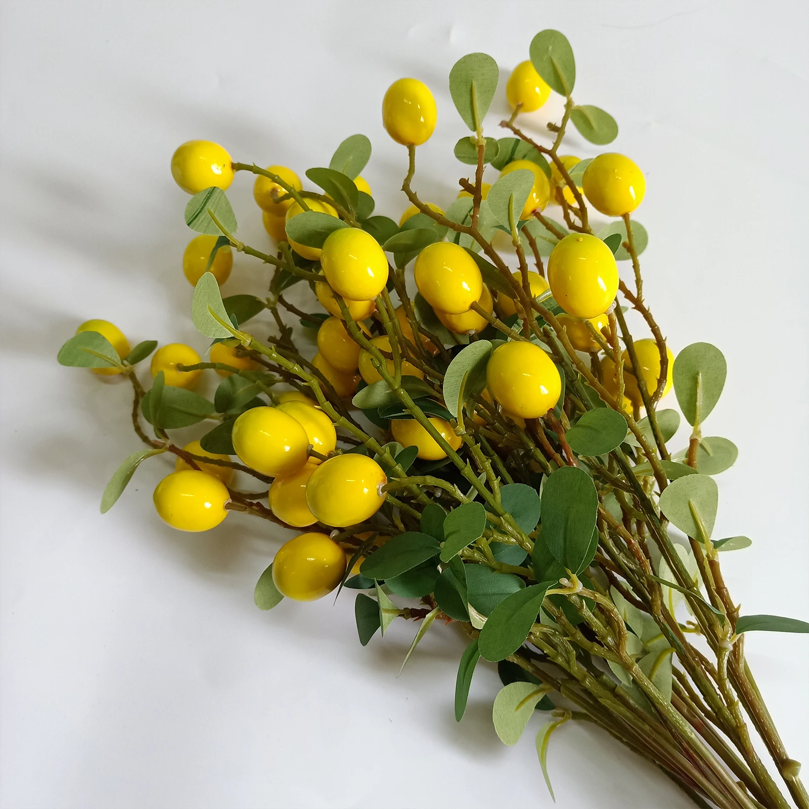 With Green Leaves For Home Decoration Artificial Flowers Simulation Fruit Yellow DIY Teaching Photo Props 65cm Foam Fake Lemons