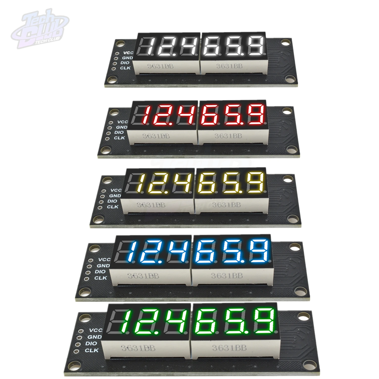 TM1637 0.36 Inch LED Digital Tube  6-Digit 7-segment Display Control Module For Arduino 5V Microcontroller Serial Driver 46x14mm