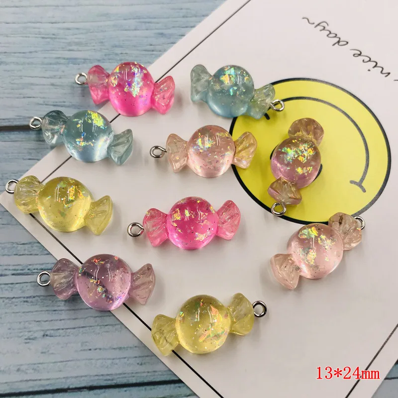 10pcs Resin Flatback Hot Selling Sweet Candy Charm Pendant for Keychain, Earring, Scrapbooking, DIY Making, Necklace