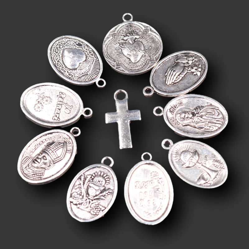 20pcs Mix Virgin Mary/Saint Michael/Holy Father/Holy Child/Holy Heart/Pontiff Pendant DIY Charms Christian Jewelry Crafts Making