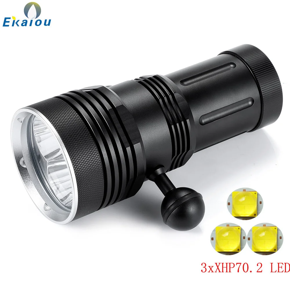 

New 3xXHP70.2 Yellow Light / White Light High Lumen LED Diving Flashlight Underwater Divers Handheld Waterproof Torch