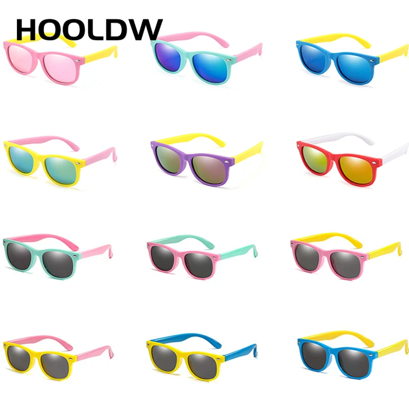 

HOOLDW 26 Color Kids Sunglasses Boy Girls Children Polarized Sun Glasses Silicone Safety UV400 Eyewear Baby Shades oculos de sol