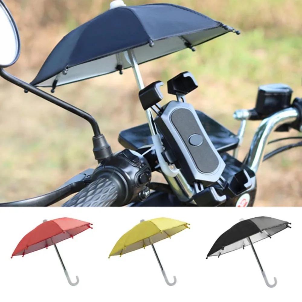 8 Ribs Bicycle Phone Holder Mini Sunshade Umbrella Bicycle Decoration Accessories Polyester Mobile Automatic Umbrella