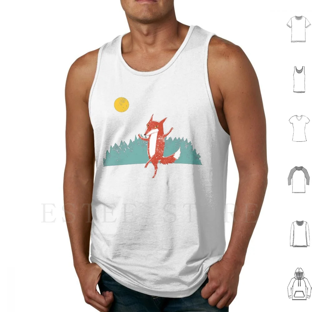 Fox Dance Tank Tops Vest Sleeveless Fox Dance Night Full Moon Woods Susan Wild Woods Wild Animal Celebration Kitsune Birds