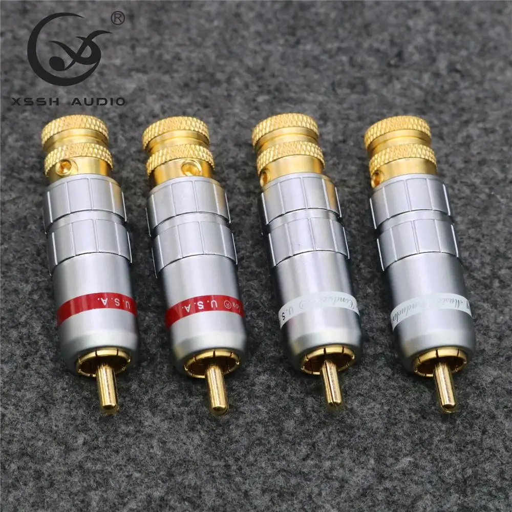 RCA XSSH 오디오 YIVO-하이 엔드 HIFI DIY 금도금 남성 오디오 RCA 플러그, 8mm 최대 오디오 케이블 코드용 커넥터 잭, 8 개
