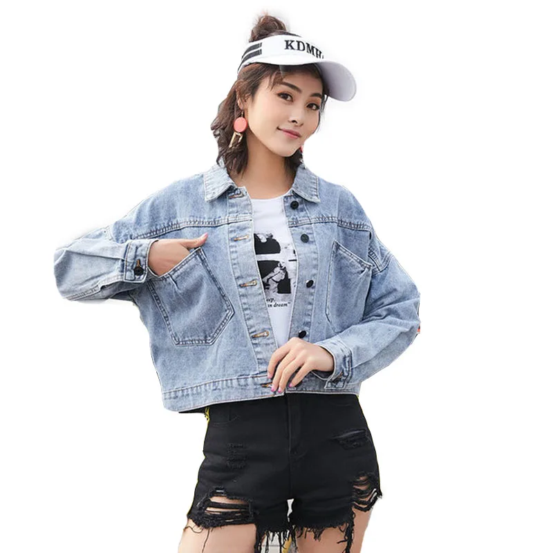 

2022 Women's Short Denim Jacket With Rope Fashion Korean Streetwear Faded Wash Jeans Jacket Ladies Casual Denim Jacket Blue