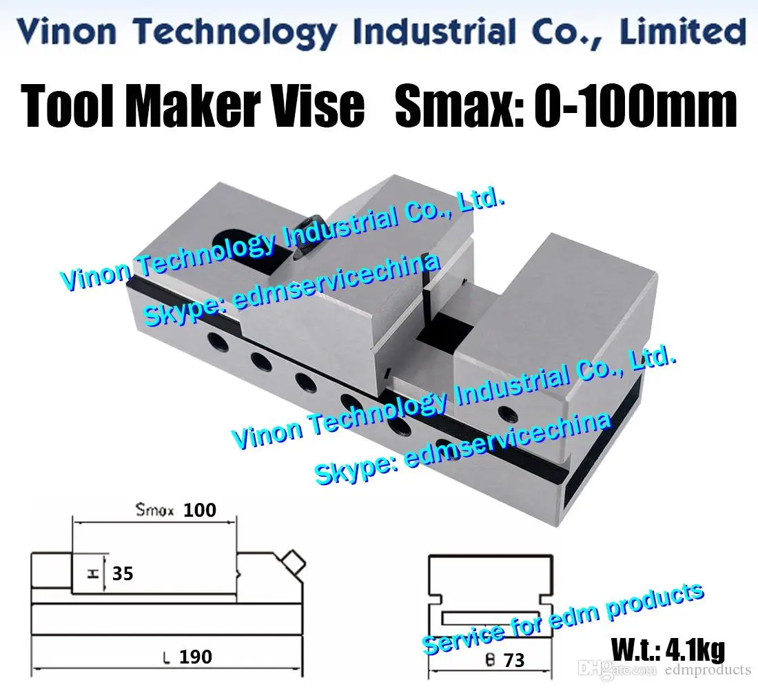 edm Tool Maker Vise Max Open:0-100mm (L=190,W=73، Jaw H=35)، Wire Cut EDM Toolmaker Vise 3 بوصة فتح الفك 100 مم لقطع الأسلاك #5