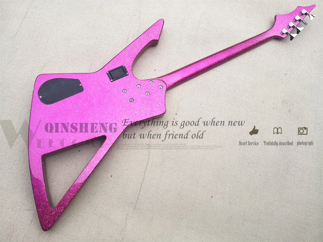 Pesell Factory Custom 4 Strings Bass Guitar  irregularity Bass Pink Sliver Particles Neck Bolt On Bady