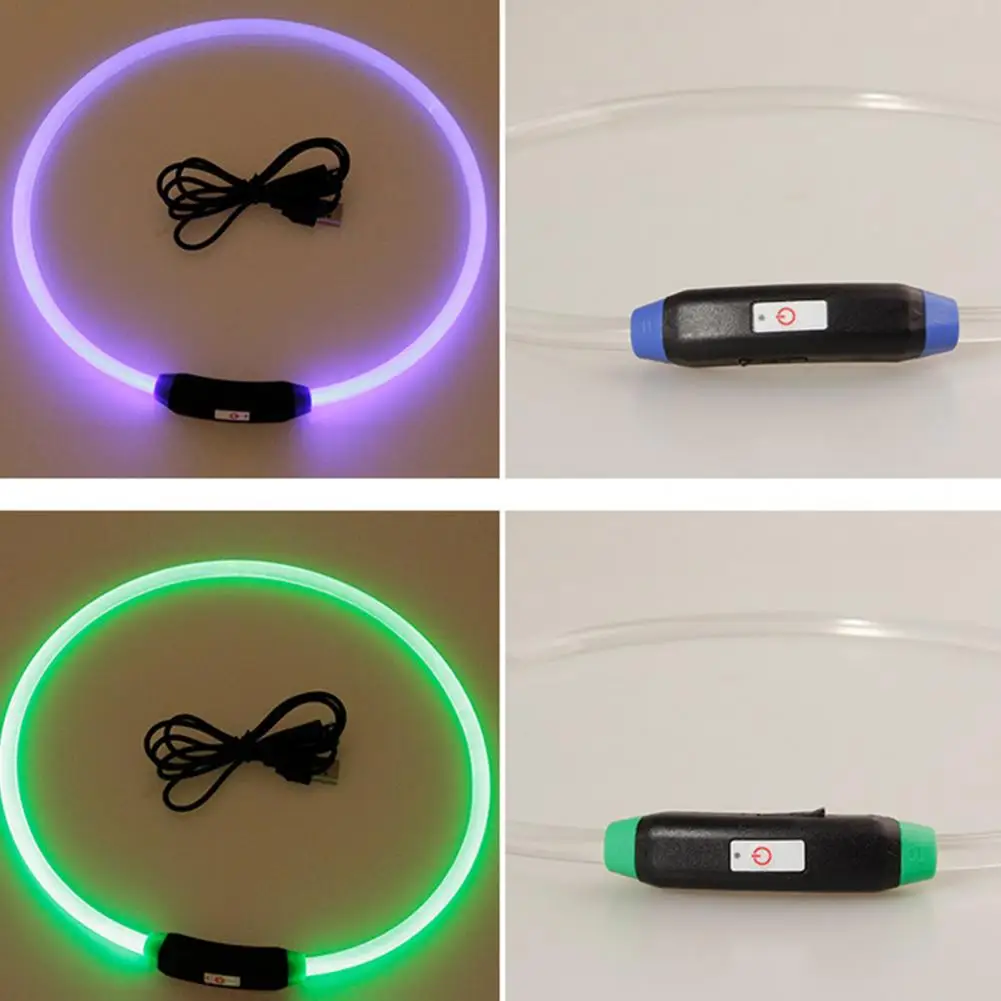 Pet Collar Adjustable USB Charging Plastic LED Luminous Anti-lost Neckwear for Dog