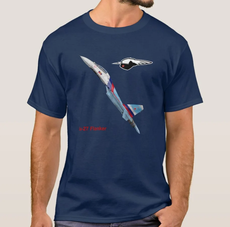 Russian Air Force Sukhoi Su-27 Flanker Fighter T-Shirt. Summer Cotton Short Sleeve O-Neck Mens T Shirt New S-3XL