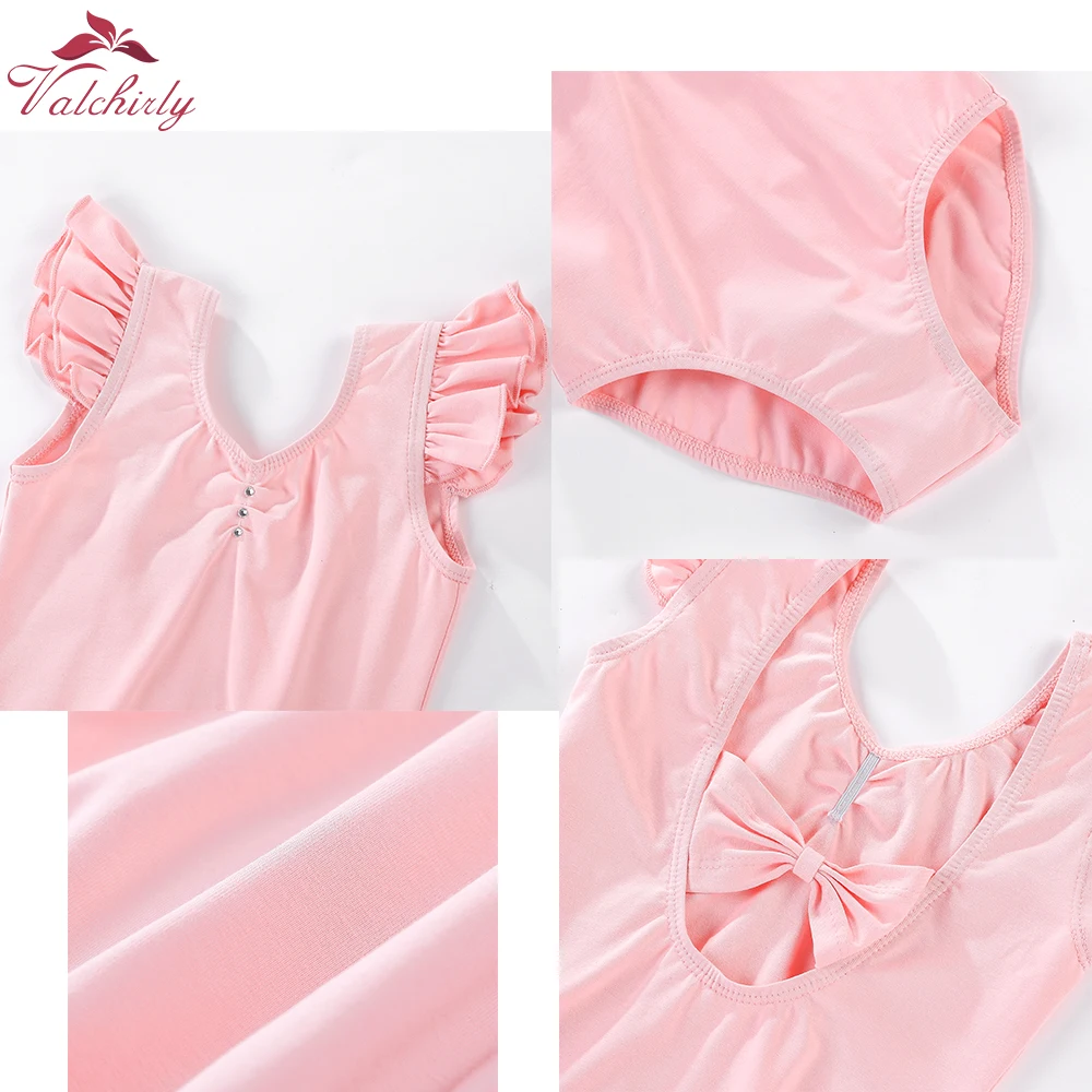 Ballet Leotard com mangas Flutter para meninas, vestido de dança infantil, maiô infantil, dança