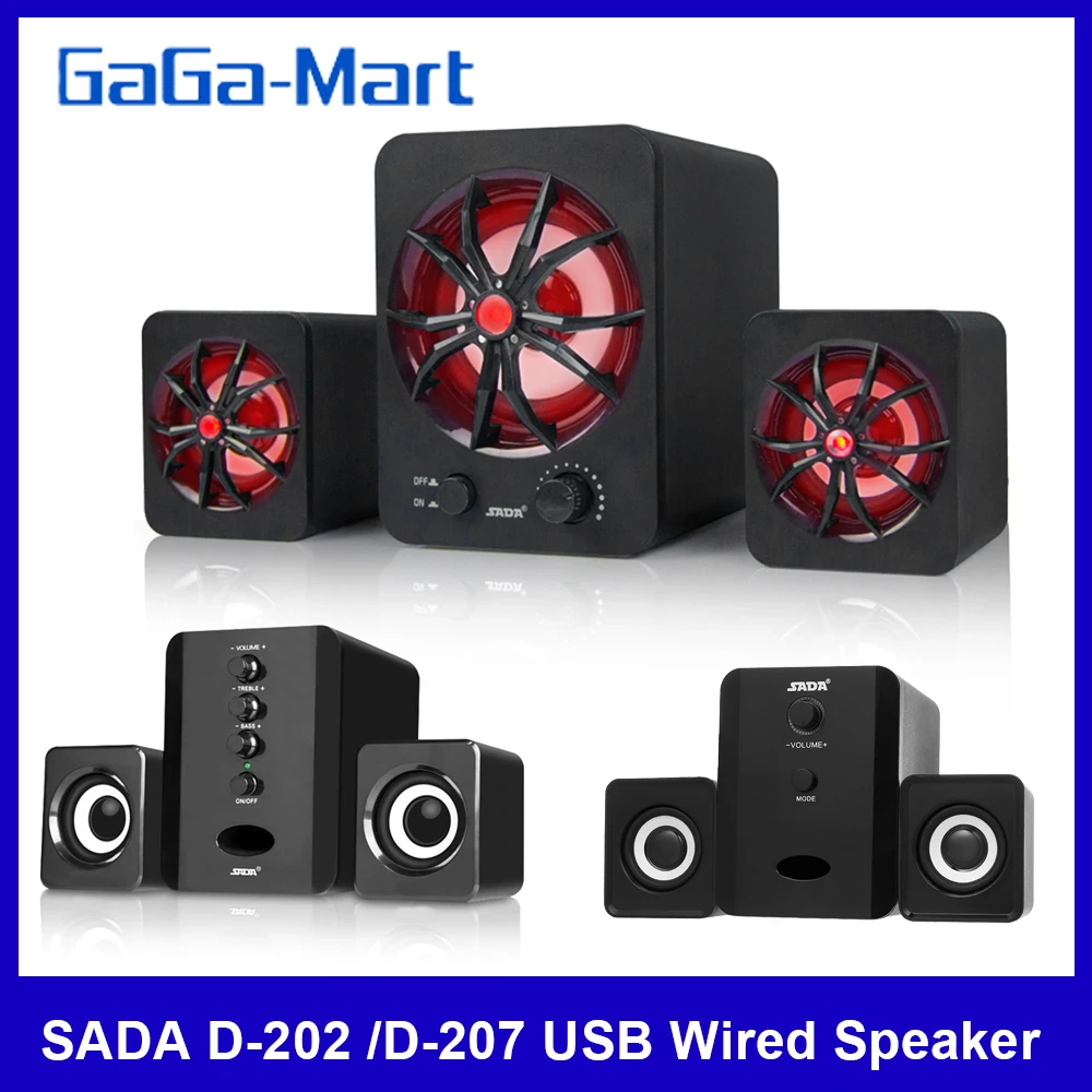 SADA D-202 /D-207 USB Wired Combination Computer Speakers Bass Stereo Music Player Subwoofer Sound Box for Desktop Laptop