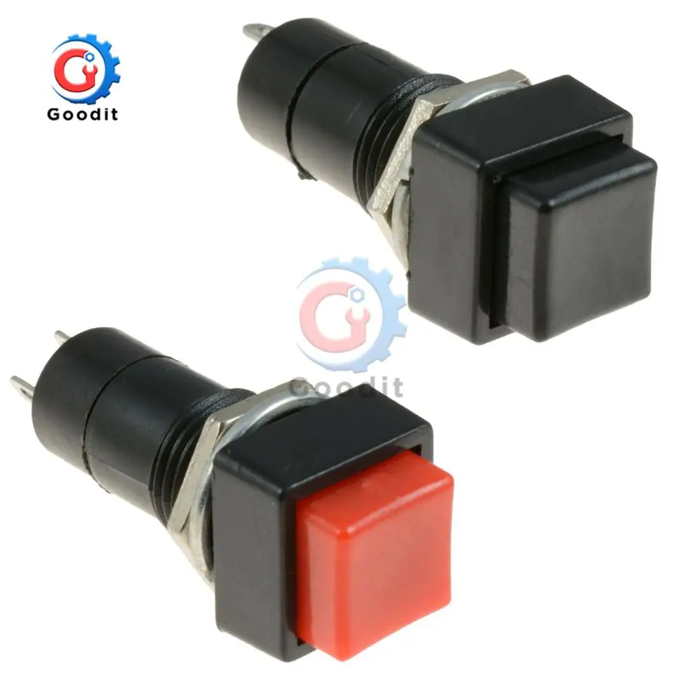 5Pcs Square Momentary Self-Reset Self Return Push Button Switch SPST Car Dash 12V 12MM PBS-11B Red or Black