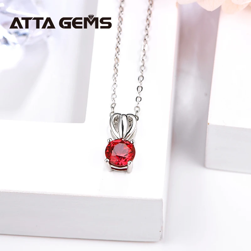 Ruby 925 Sterling Silver Pendant Round 1 Carat Ruby Corundum Sapphire Only Pendant,without Necklace Please purchase additional