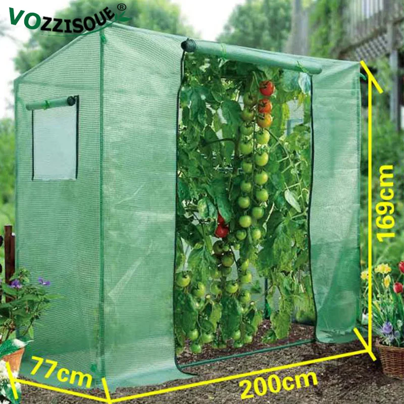 Large Plastic Green House Kit Flower Plant Keep Warm Shelf Roof Greenhouse for Garden Shed Cover with Greenhouse Iron Stand