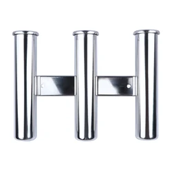 3 Tube Rod Holder Triple Stainless Steel Vertical Multi-use Fishing Rod Holder Wall-hung Style For Boat Yacht