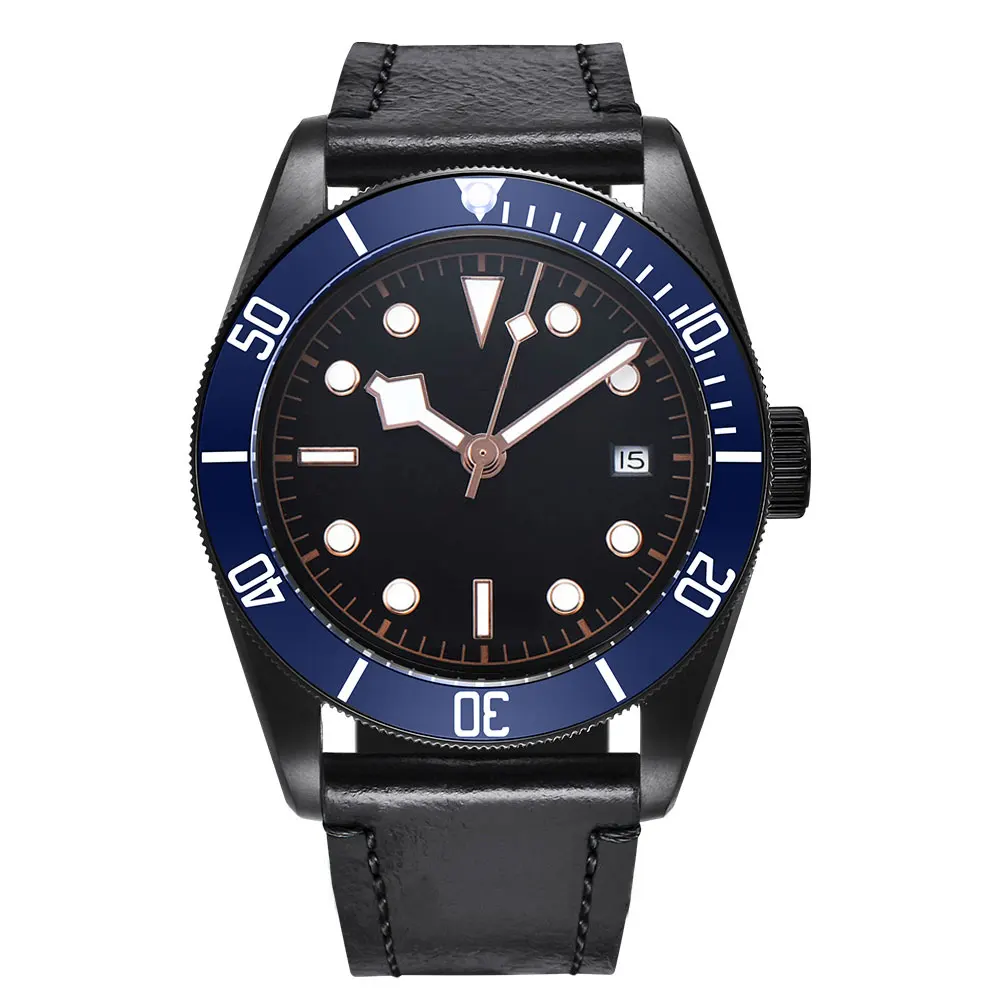 

NH35 Mens Watch Black Case Miyota8215 Seagull Automatic Movement Sterile Luminous Sapphire Glass Swim Deepwater 41mm CORGEUT