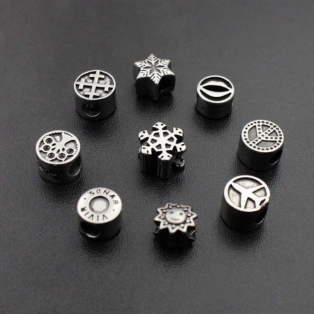 4pcs Stainless Steel Vintage Lip Bead Fit Original Charm Big Hole Tree of Life Peace Bracelet Necklace DIY Jewelry Making