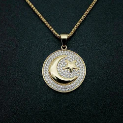 Muslim Crescent Moon and Star Islam Necklace Unisex Amulet Islamic Jewelry Friend Gift