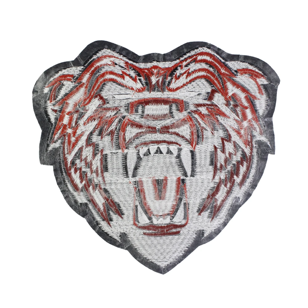 Embroidery Wolf Head Iron on Stickers Patches Clothing  Decorative Applique Badge for Men Jacket