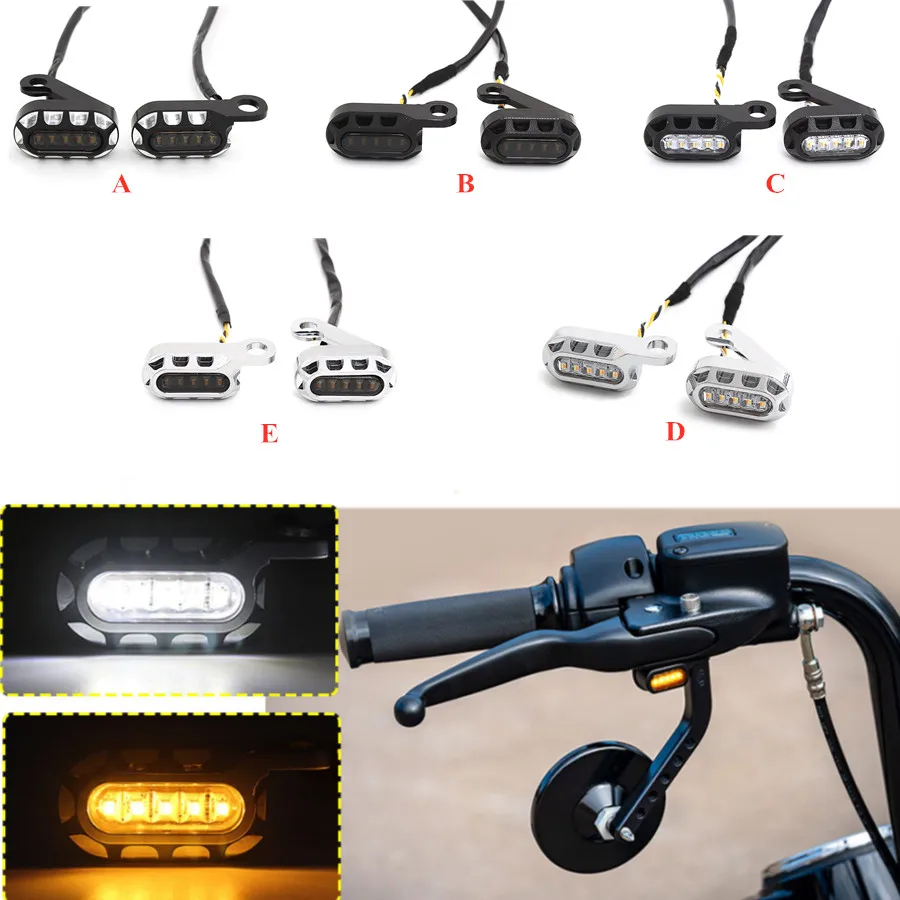 

Motorcycle Mini LED Lamp Turn Signal Light 12V E Mark Handlebar Blinker Indicators For Harley Sportster XL 883 1200 Accessories