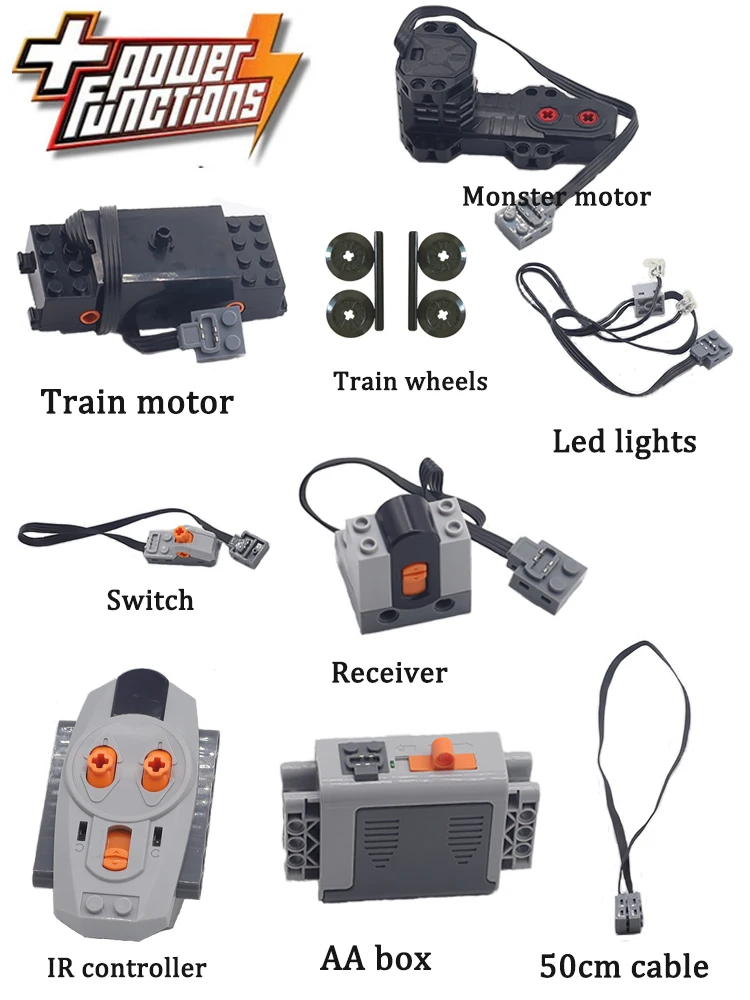 Technische Teile Motor Multi Power Funktionen PF Modell Sets Bausteine Servo Zug M L XL Motor Mit Batterie Box DIY Spielzeug