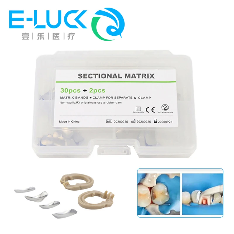 

30pcs Bands Matrix Dental Sectional Contoured Metal Matrices Matrix Resin Clamping and Separating Ring