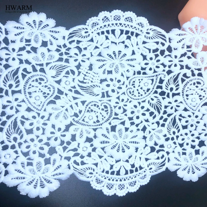 Tissu africain en dentelle blanche en rotin, 17.5cm, 5 m, fleur, garniture de mariage, chapeau, oreiller, jupe, accessoires bricolage, couture complète de robe