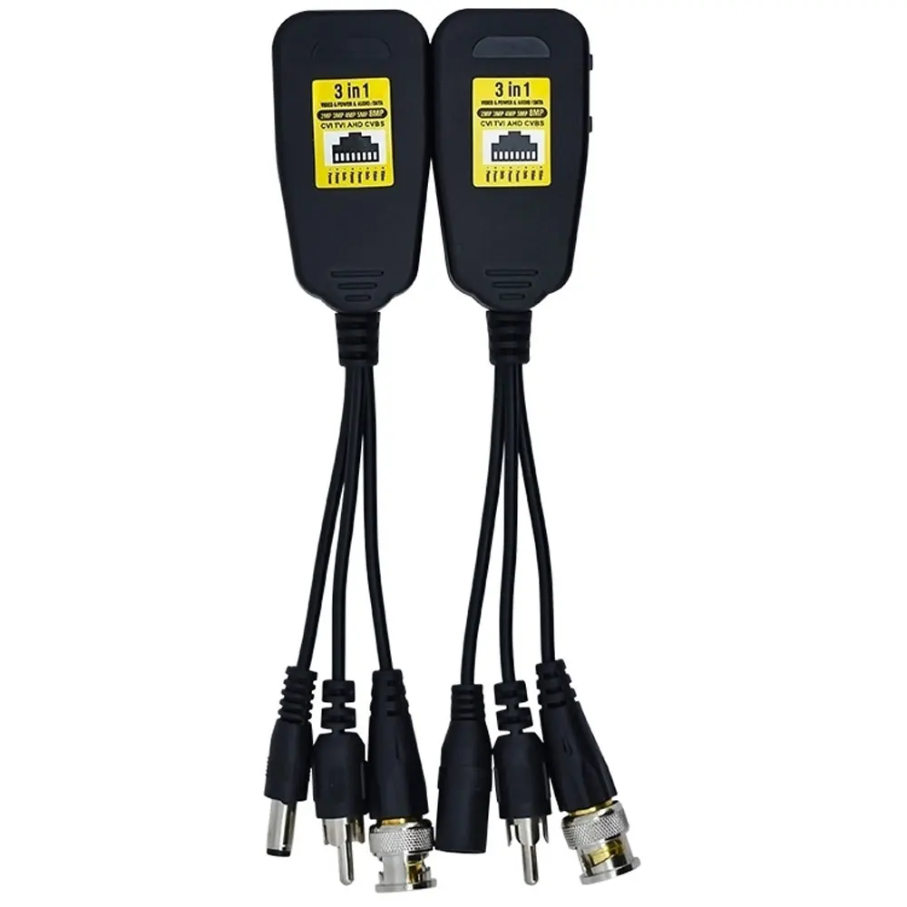 5 Pairs 8MP HD Audio Video Balun Cable Transmission Twisted Pair Transmitter BNC To RJ45 Adapter Support 4K HDCVI TVI AHD Camera