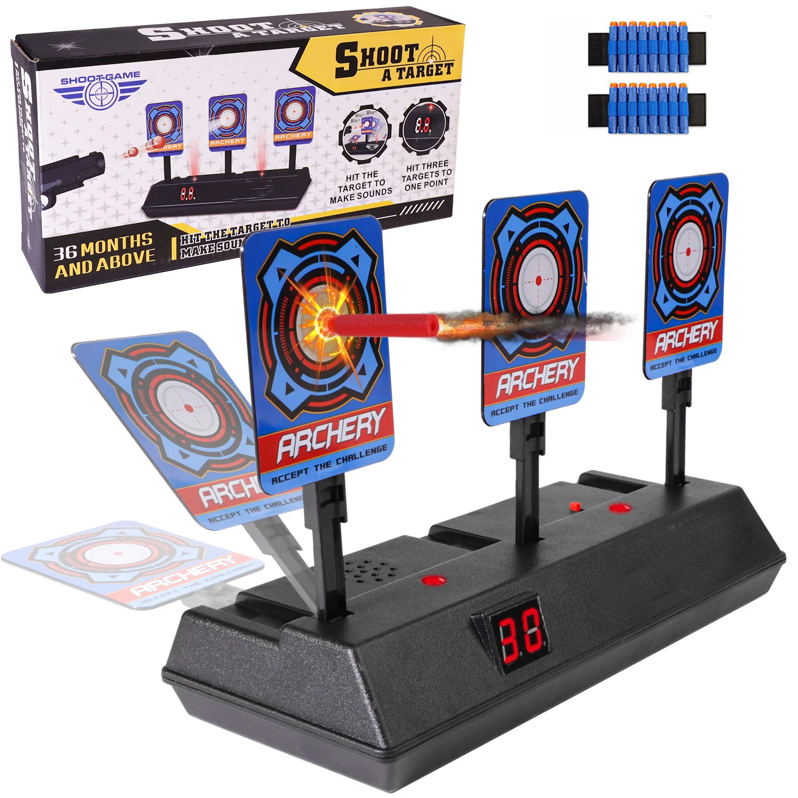 Shooting Targets for Guns Toys Electric Scoring Target Auto Reset Digital Moving Targets Christmas Gift for Kids Boys Girls