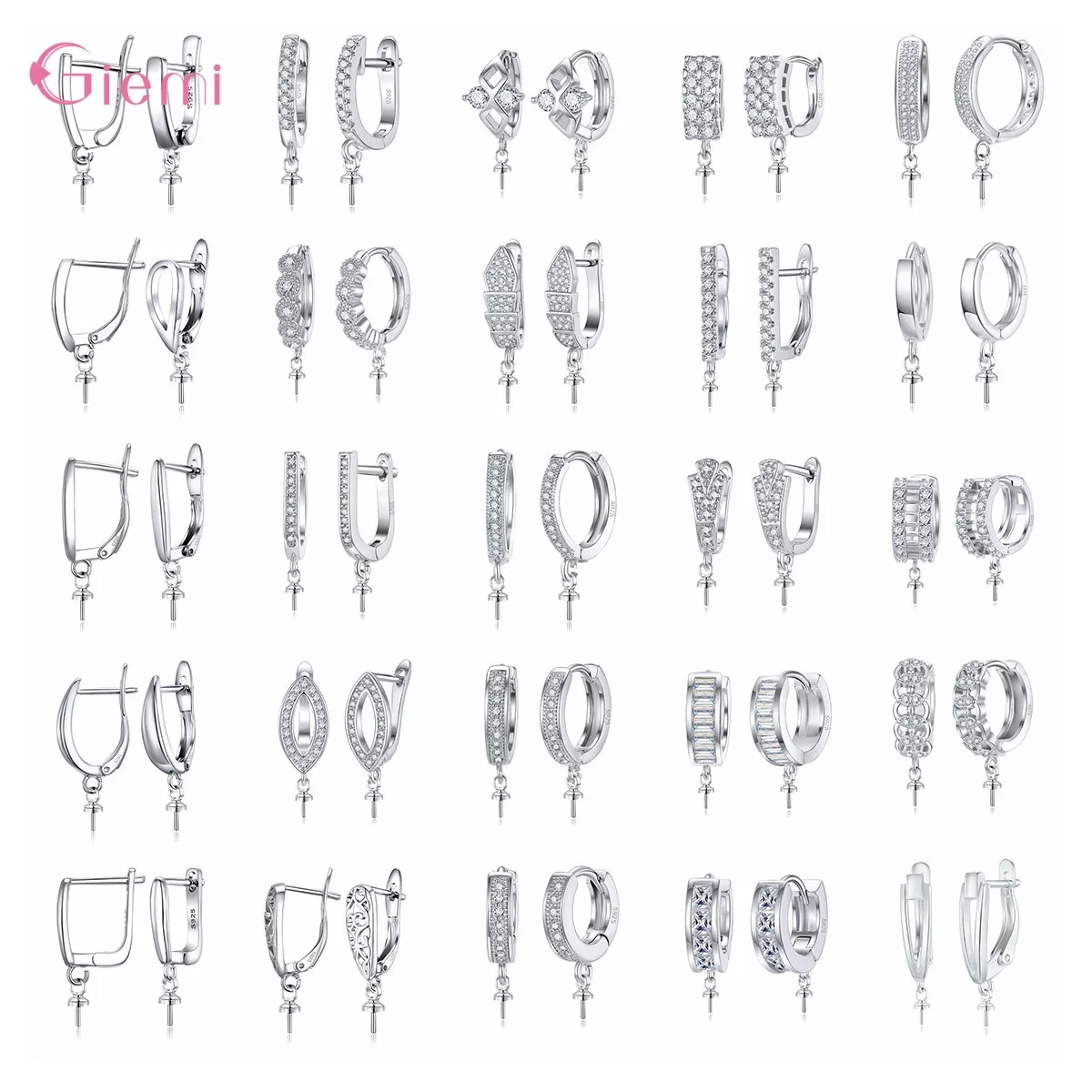 Top Quality Multiple Choice DIY Jewelry Accessories 925 Sterling Silver Earring Findings Clasps Hot Fashion Zircon Accessory