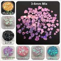 3mm 4mm 6mm Mix Heart PVC loose Sequin Glitter Paillettes for Nail Art Manicure,Wedding Confetti,Ornament/Crafts Accessory