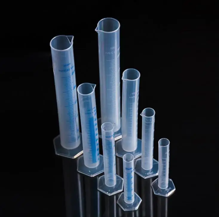 200pcs 10/25/50/100ml Transparent Plastic Measuring Cup Cylinder Trial Liquid Tube Laboratory Test Graduated Jar Tool SN3759