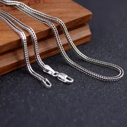 Colar de Corrente Chopin personalizado para homens e mulheres, Real S925 Sterling Silver, Presente de Joalheria Fina, Tecer Clássico Cauda de Raposa