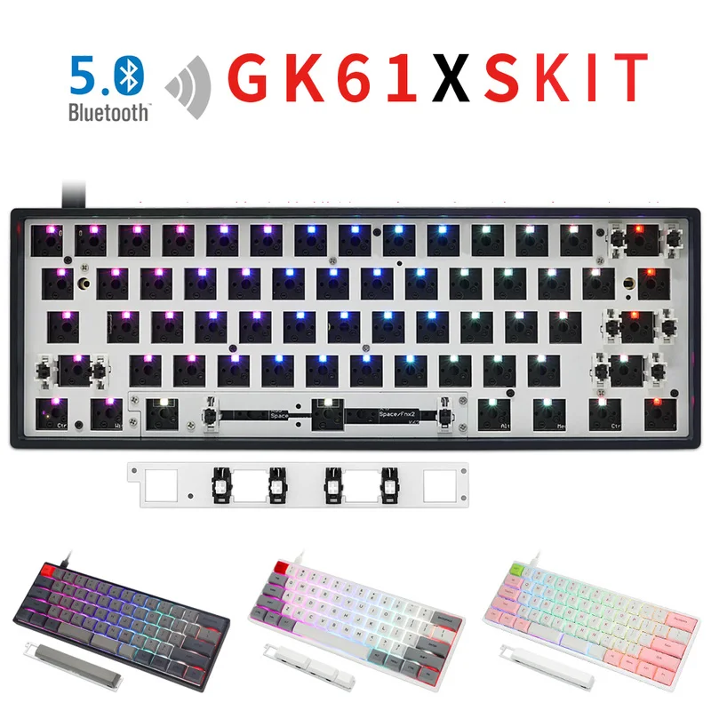 

GK61 GK61x 60% Custom Mechanical Keyboard Rgb Switch Leds Hot Swapping Socket Powerful Software Type C Pcb Split Spacebar