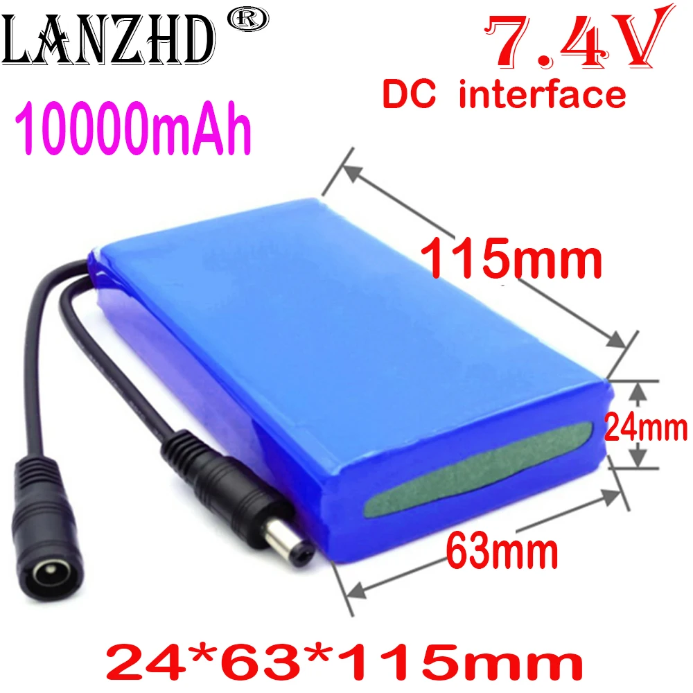 

1-8PCS batteries 7.4V 10000mah battery For Sound night fishing lamp Control RC Fish Finder Bait Boat Spare Parts with DC 5.5*2.1