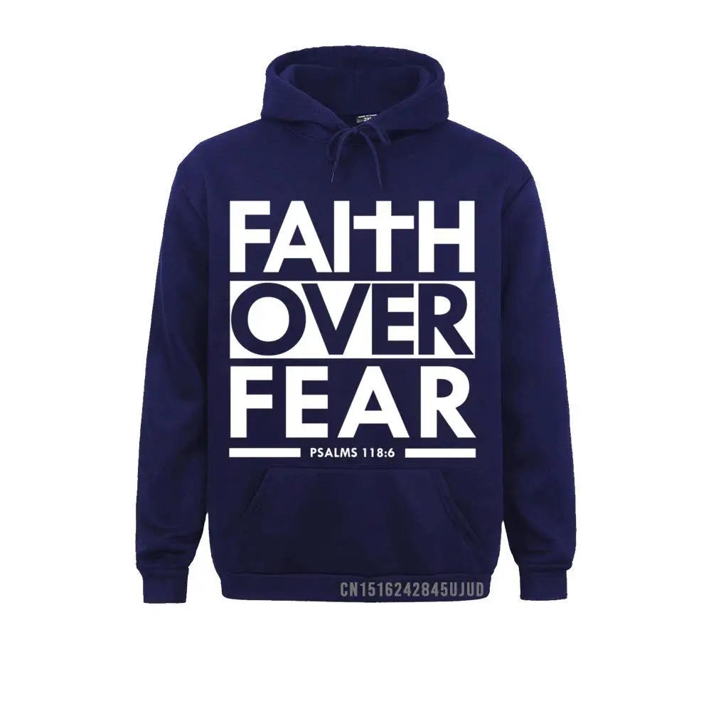 Faith Over Fear Bible Scripture Verse Christian Pullover Hoodie Hoodies High Street Long Sleeve Men Sweatshirts Winter Hoods