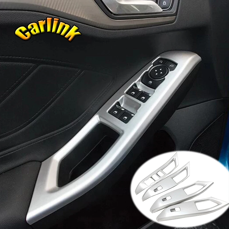 

For Ford Focus 2019 2020 2021 ABS Matte/Carbon Fibre LHD Door Window glass Lift Control Switch Panel Cover trim Car Accessories