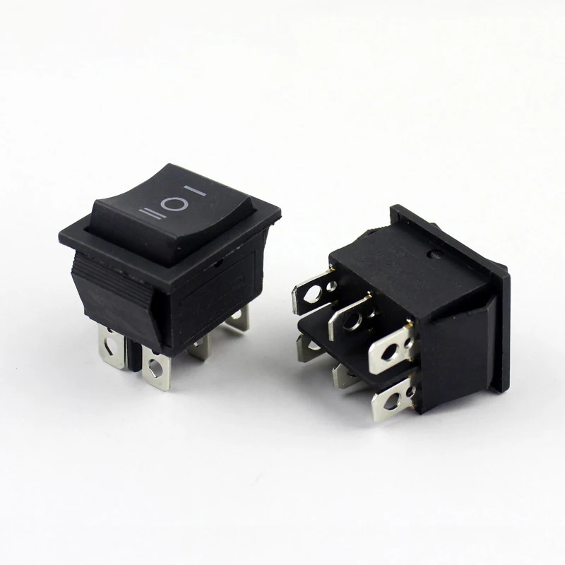 ON-OFF-ON Momentary DPDT Rocker Switch 3 Position 6 Pin Power Switch 6A 250V 10A 125V Push Button Spring Return Switch KCD4