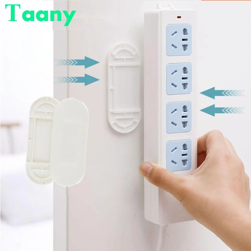 

Wall-Mounted Sticker Punch-free Plug Fixer Self-Adhesive Socket Fixer Cable Organizer Seamless Power Strip Plug Sticker Holder